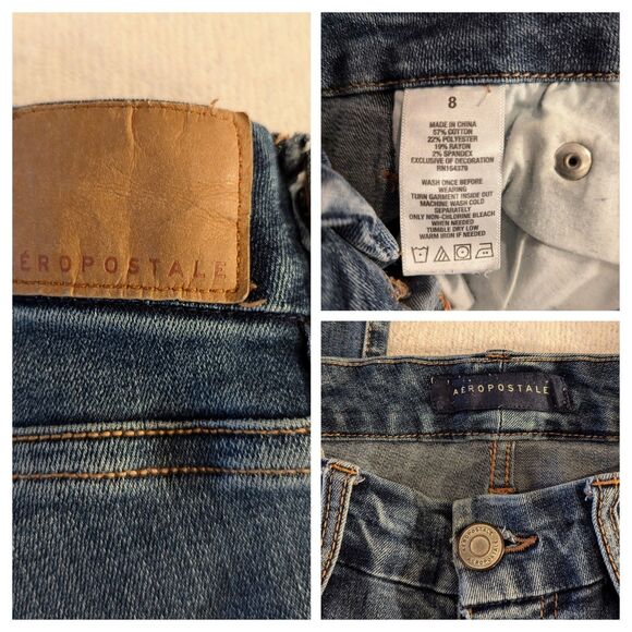 Aeropostale distressed high rise jeans  Sz 8 - Picture 3 of 9